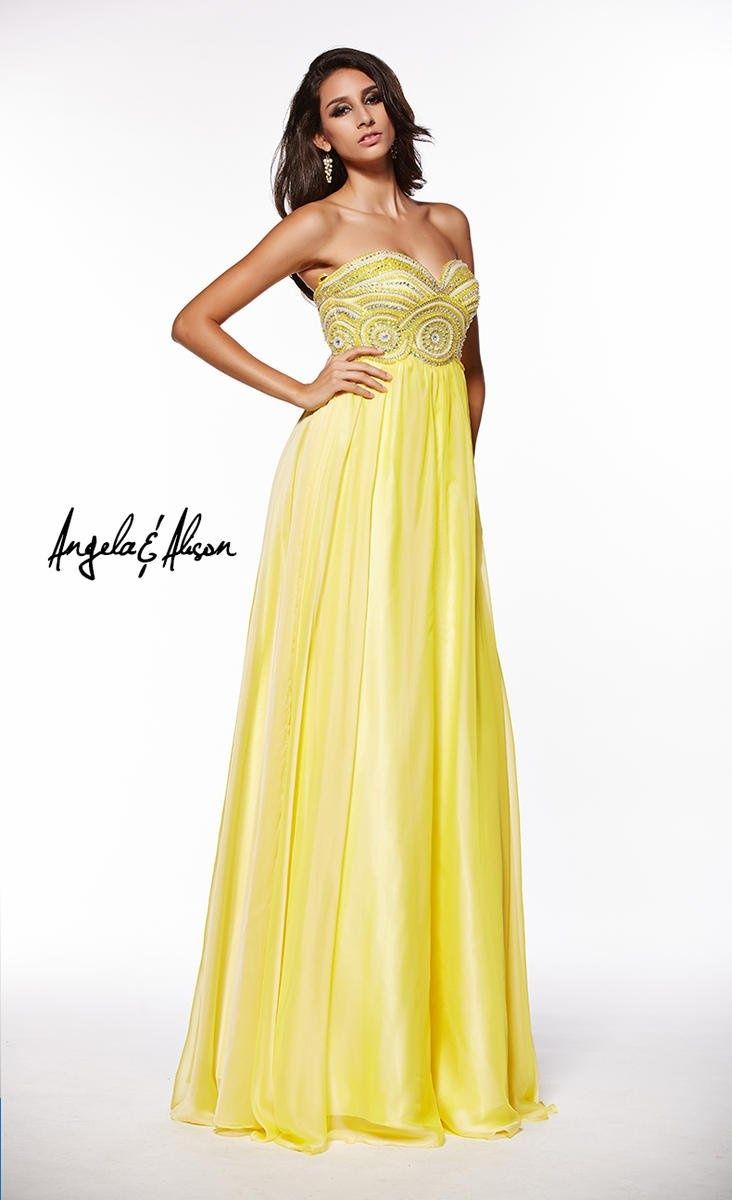 Style 51080 Angela and Alison Size 2 Prom Strapless Yellow Floor Length Maxi on Queenly