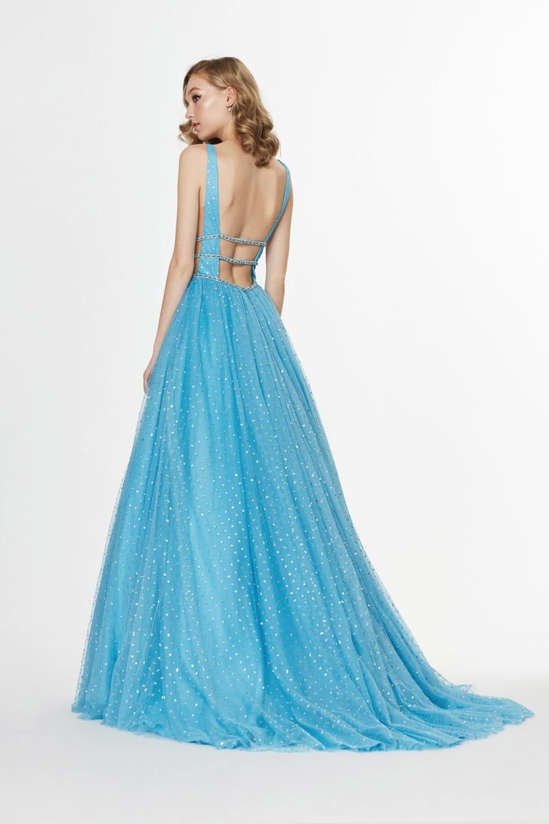 Style 91043 Angela and Alison Size 2 Prom Blue A-line Dress on Queenly