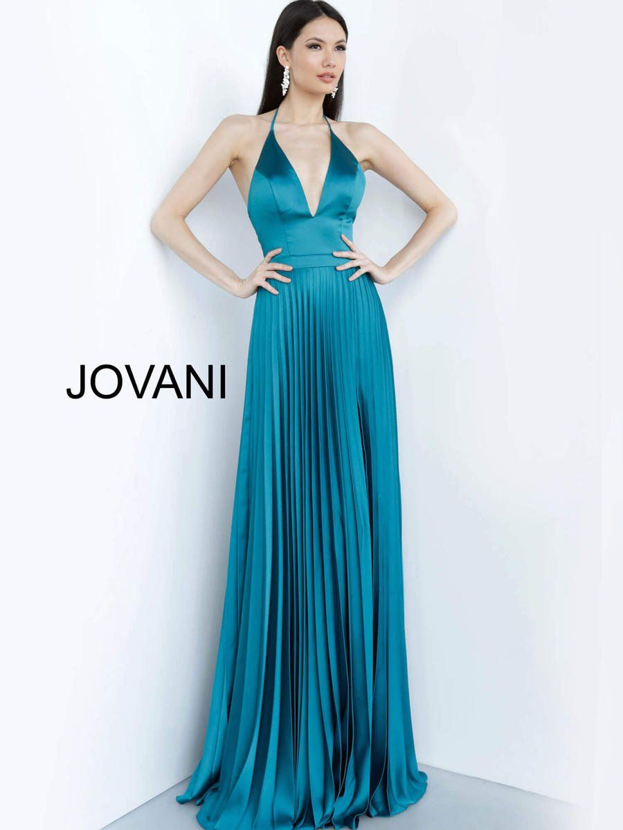 Style 03470 Jovani Size 2 Prom Halter Green Floor Length Maxi on Queenly