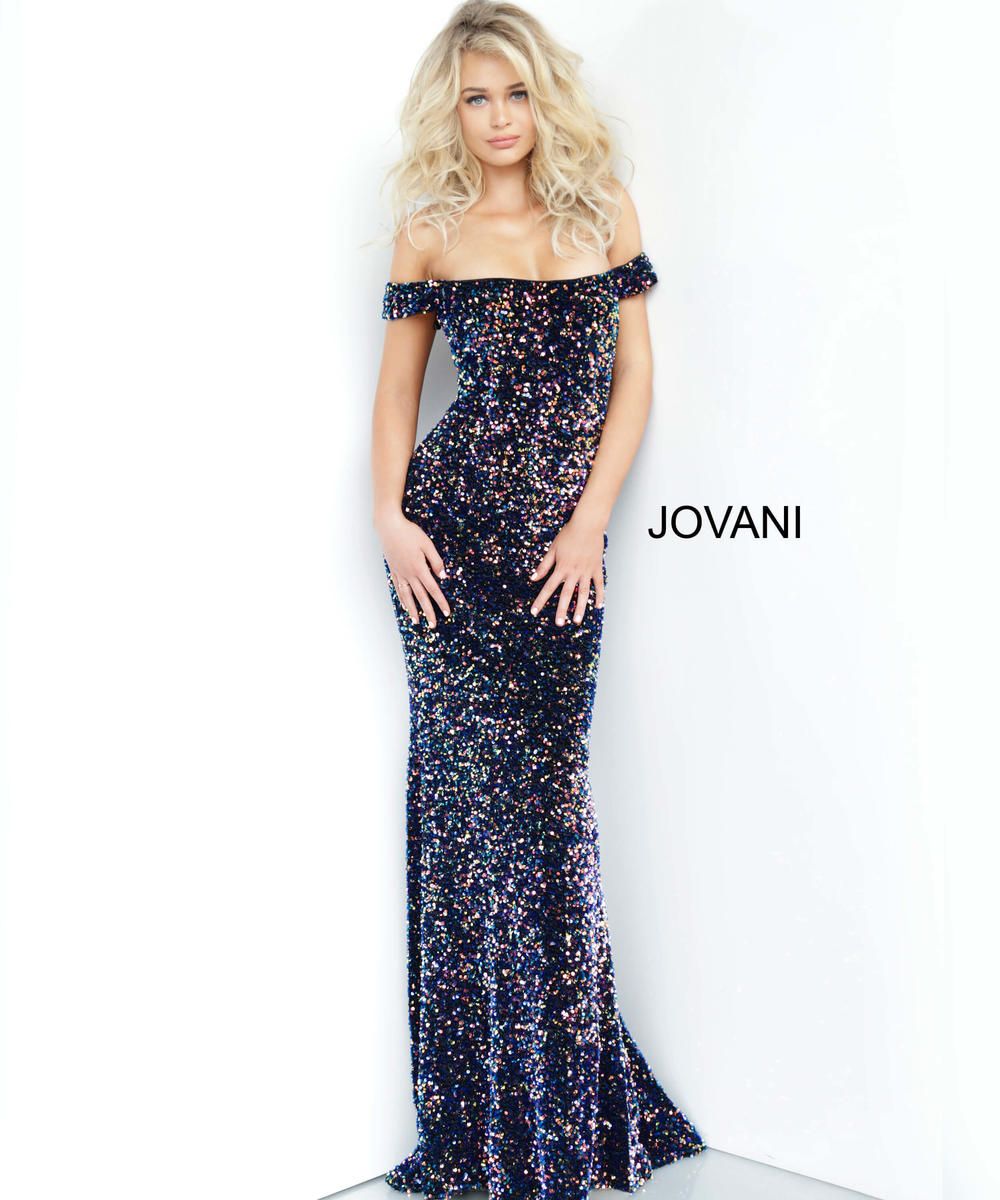 Style 2102 Jovani Plus Size 16 Prom Off The Shoulder Multicolor Floor Length Maxi on Queenly