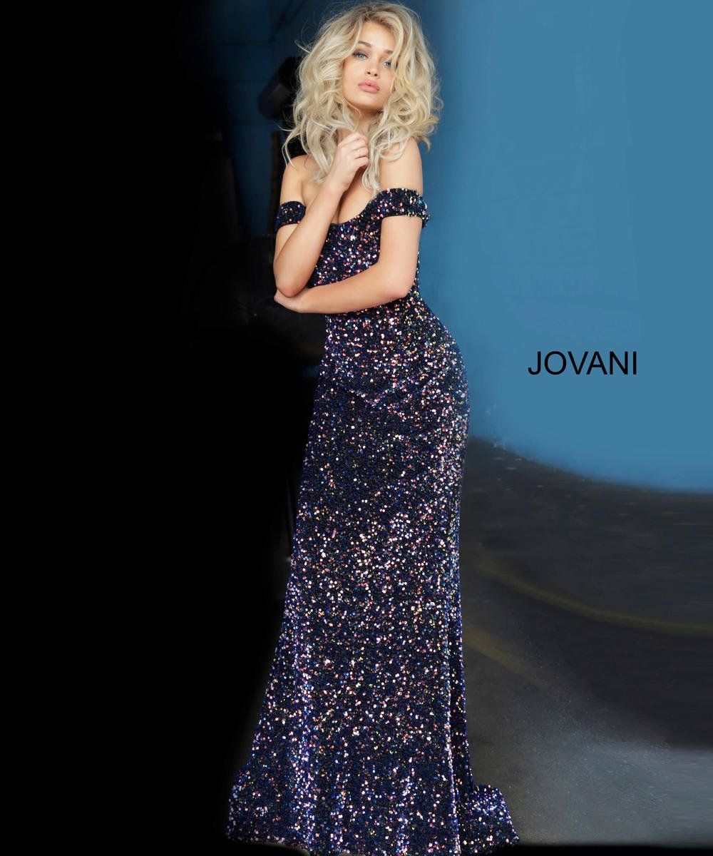 Style 2102 Jovani Plus Size 20 Prom Off The Shoulder Multicolor Floor Length Maxi on Queenly