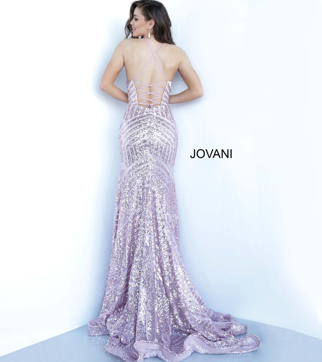 Style 4132 Jovani Size 0 Prom Halter Light Pink Floor Length Maxi on Queenly