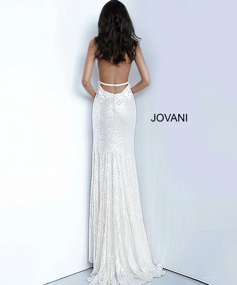 Style 1012 Jovani Size 6 Prom Lace White Side Slit Dress on Queenly