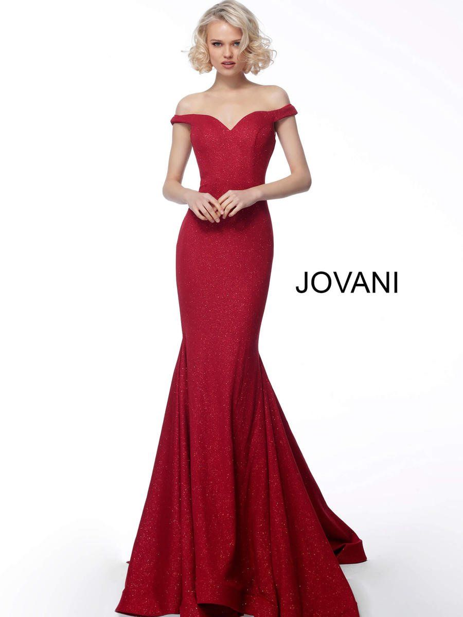 Style 55187 Jovani Size 8 Prom Off The Shoulder Red Mermaid Dress on Queenly