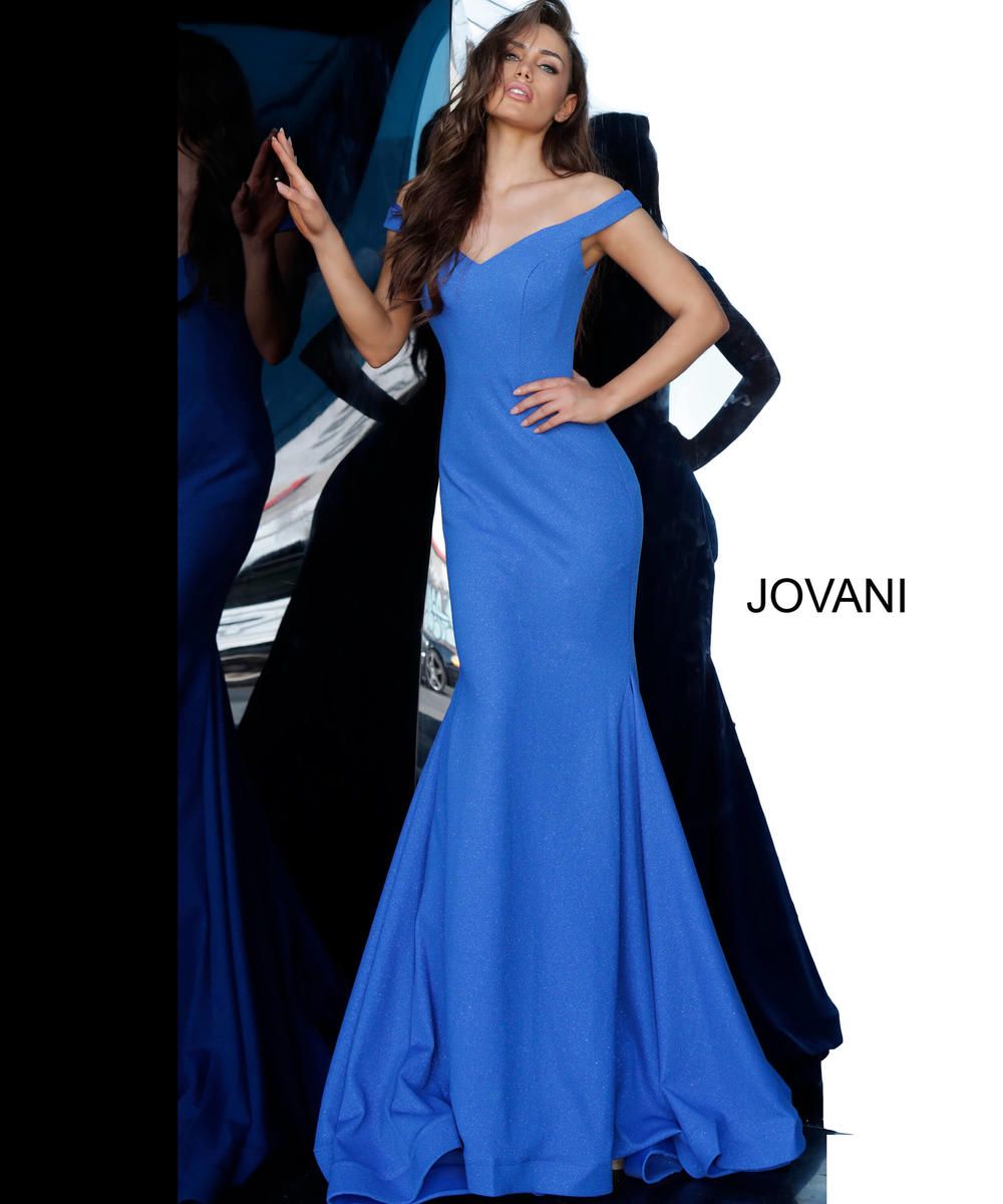 Style 55187 Jovani Size 12 Prom Off The Shoulder Royal Blue Mermaid Dress on Queenly
