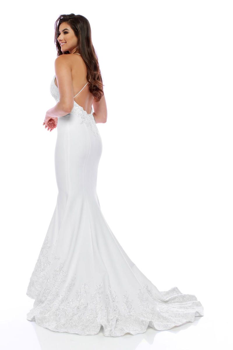 Style 31550 Zoey Grey Size 6 Wedding Plunge Lace White Mermaid Dress on Queenly