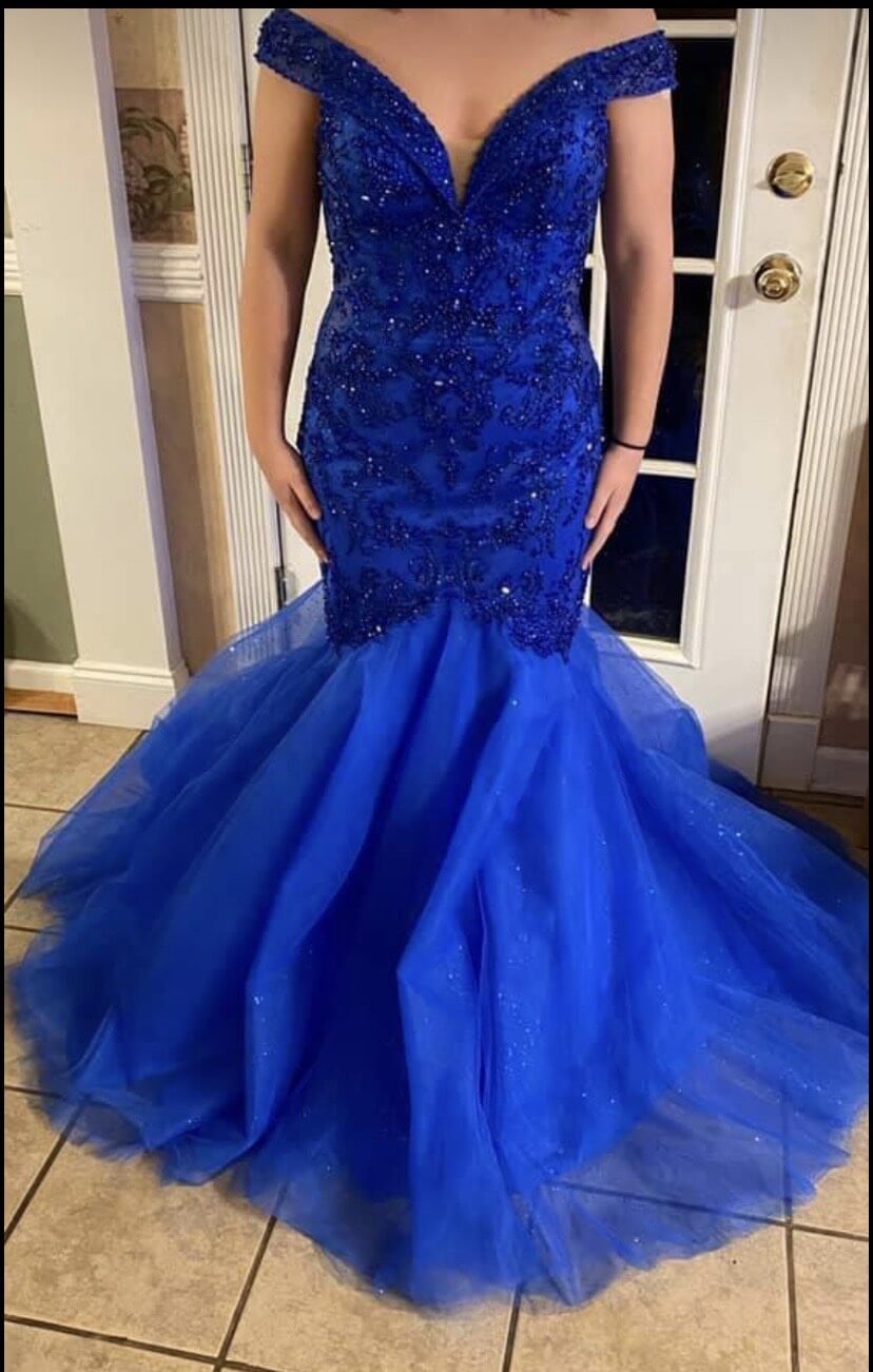 Size 10 Prom Royal Blue Mermaid Dress on Queenly
