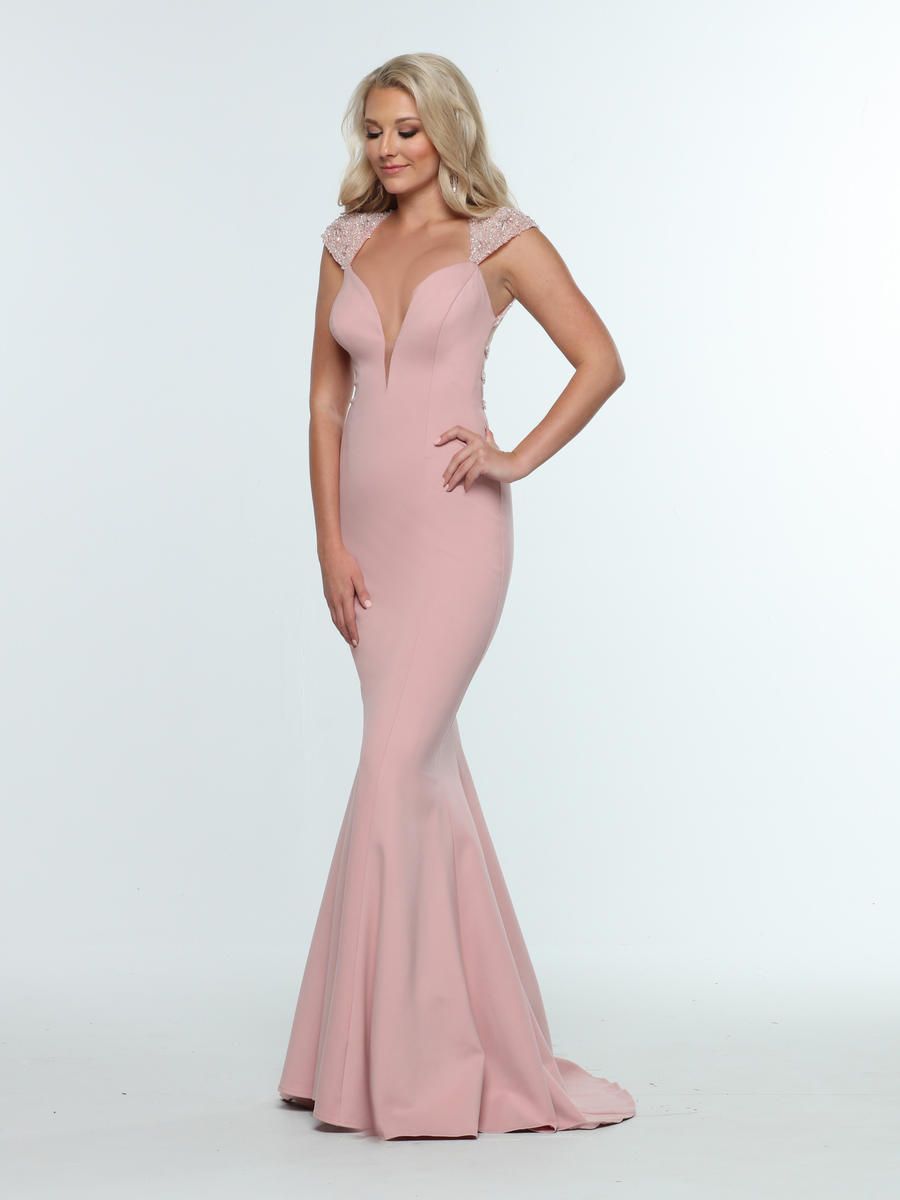 Style 31341 Zoey Grey Size 4 Bridesmaid Plunge Light Pink Mermaid Dress on Queenly