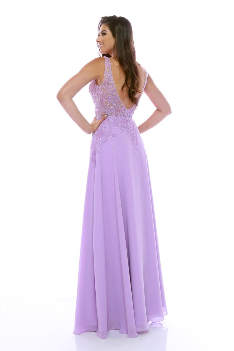 Style 31567 Zoey Grey Size 2 Prom Plunge Lace Purple A-line Dress on Queenly