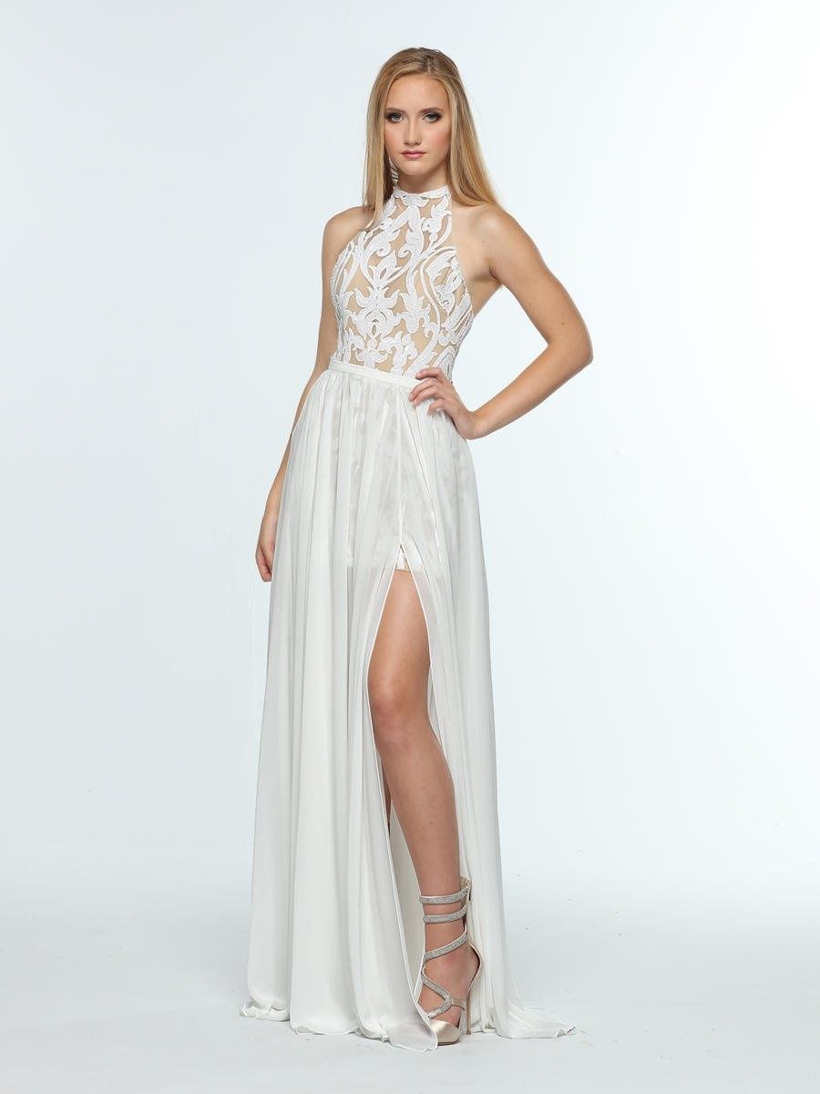 Style 31411 Zoey Grey Size 4 Homecoming Halter White Cocktail Dress on Queenly