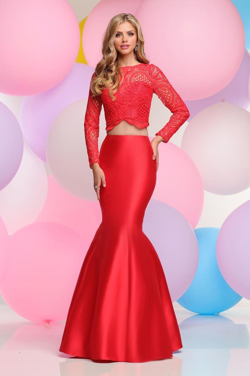 Style 31079 Zoey Grey Size 6 Prom Long Sleeve Lace Red Mermaid Dress on Queenly