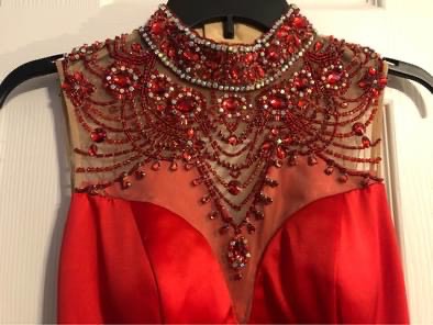 Renaissance Bridals Size 2 Prom High Neck Sequined Red Mermaid Dress on Queenly