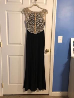 Renaissance Bridals Size 4 Prom Cap Sleeve Sequined Black Mermaid Dress on Queenly