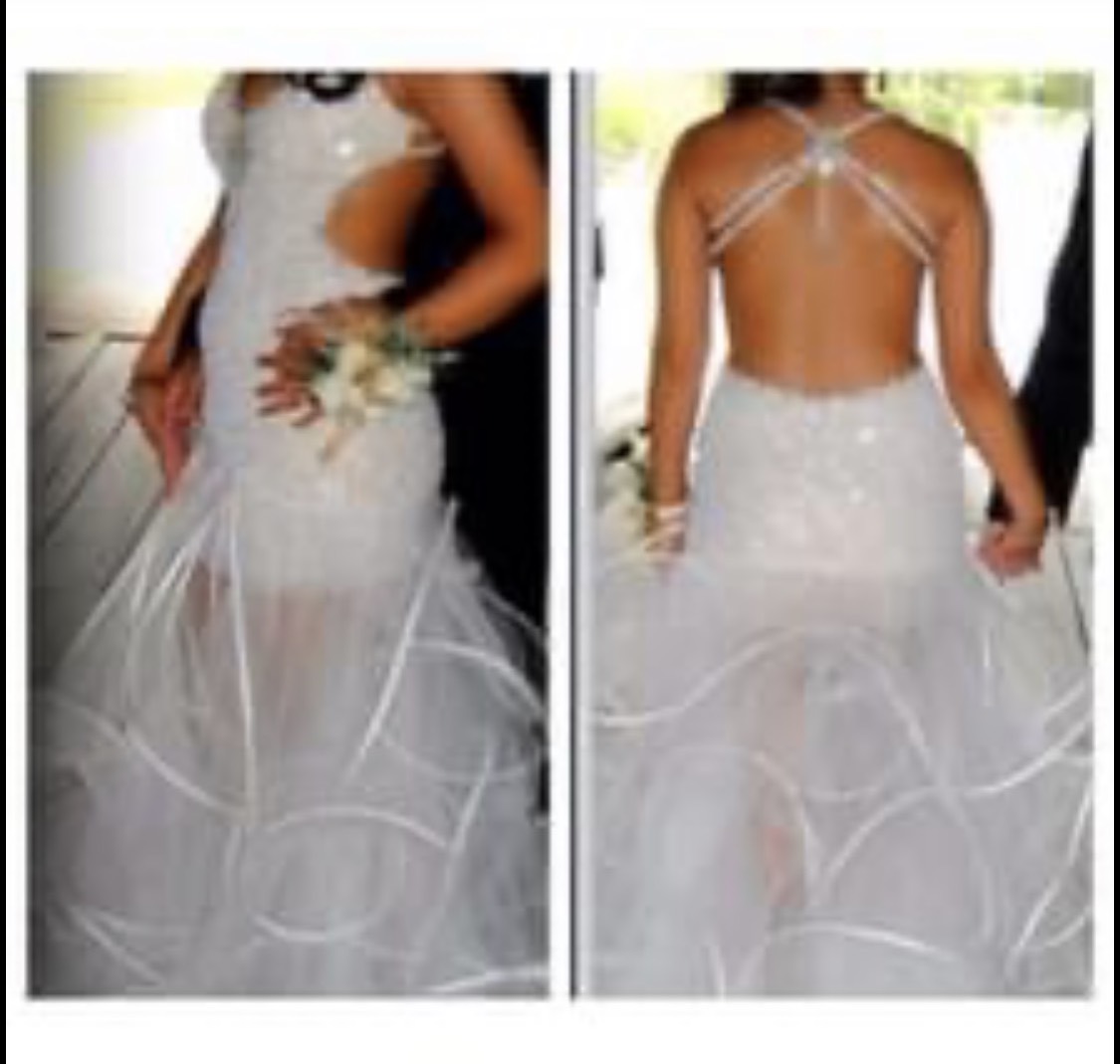 Size 8 Prom Sheer White Dress With Train on Queenly
