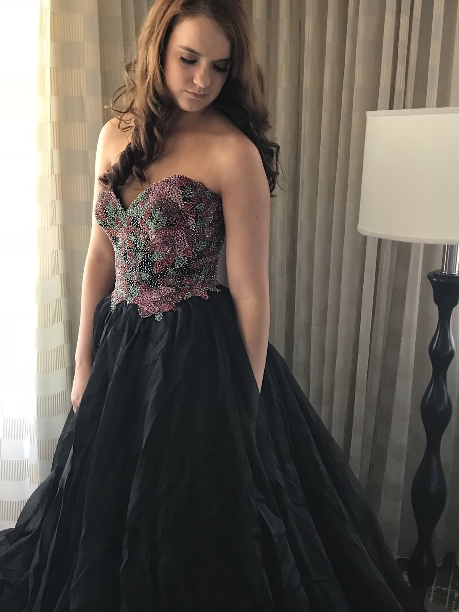 Sherri Hill Size 4 Prom Strapless Sequined Black Ball Gown on Queenly