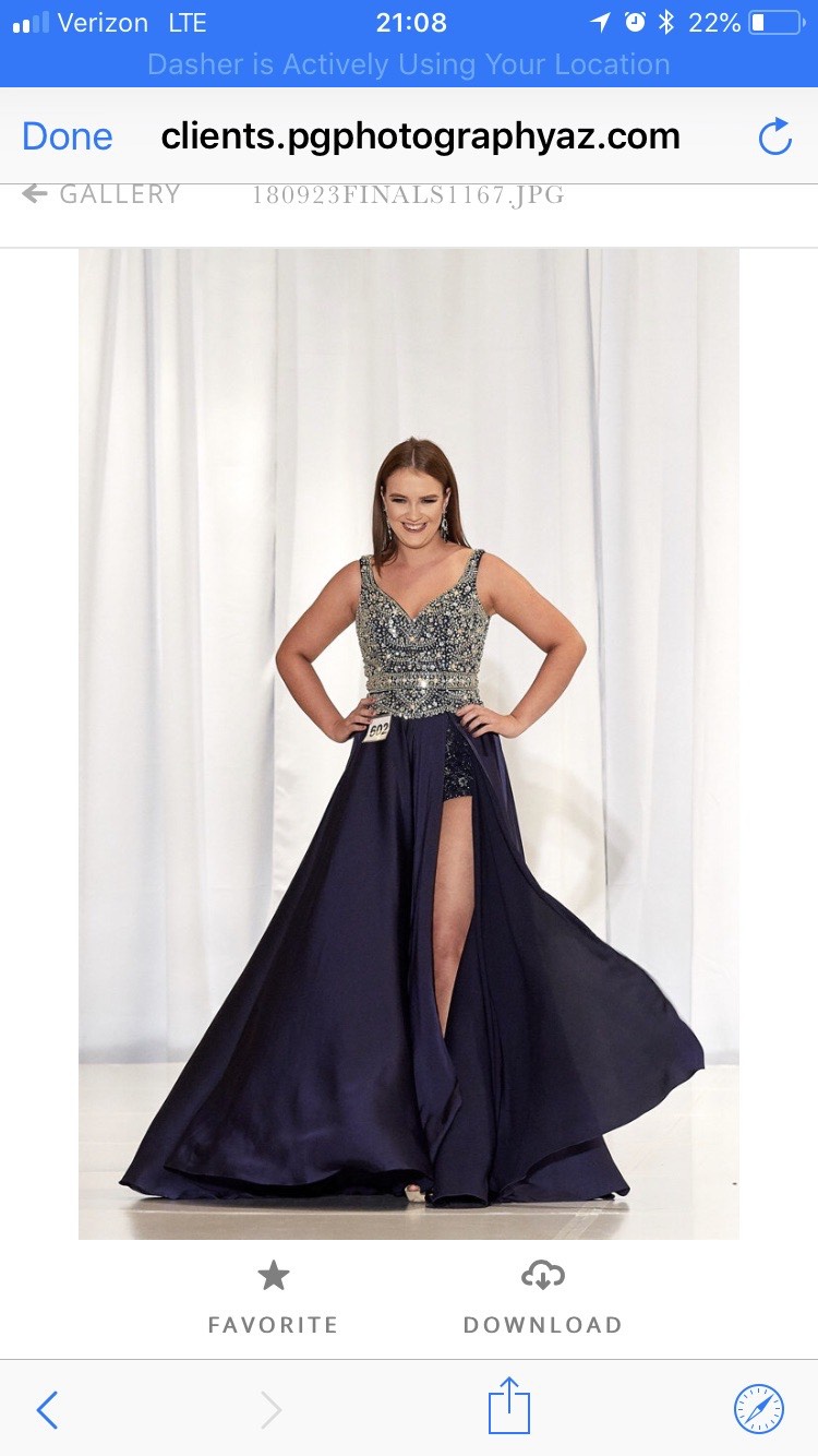 Size 6 Pageant Sequined Blue Formal Jumpsuit on Queenly
