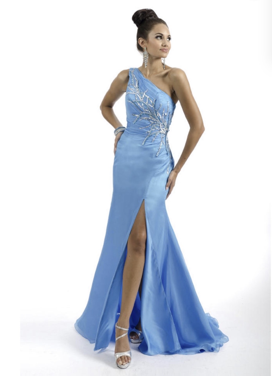 Size 12 Prom One Shoulder Light Blue A-line Dress on Queenly