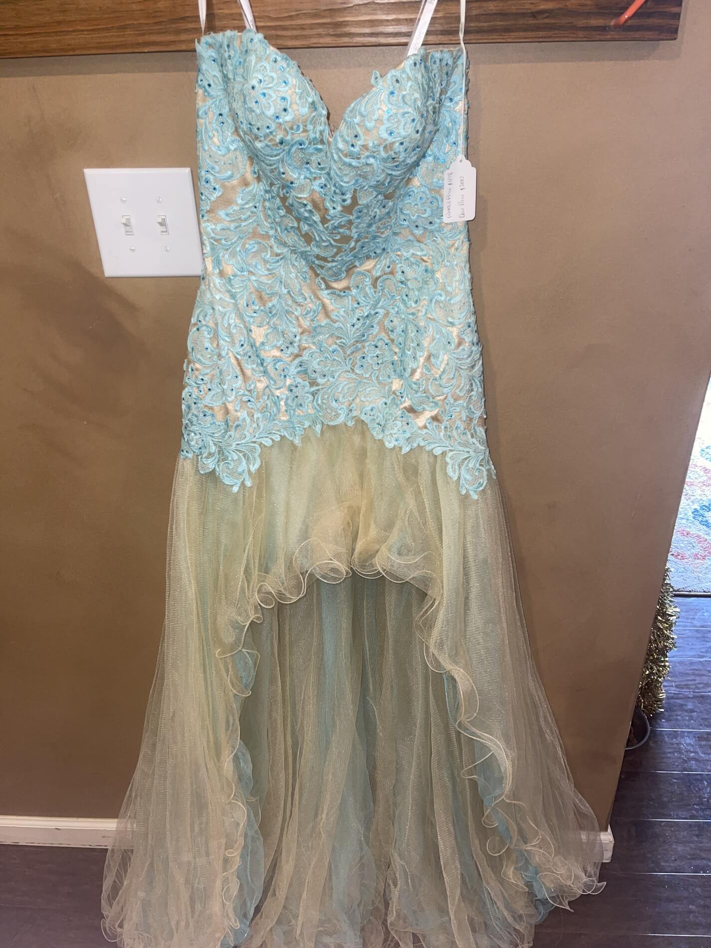 Size 4 Strapless Light Blue Floor Length Maxi on Queenly