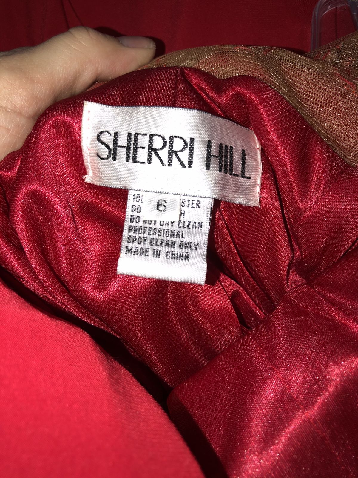 Size 6 Sheer Red Floor Length Maxi on Queenly