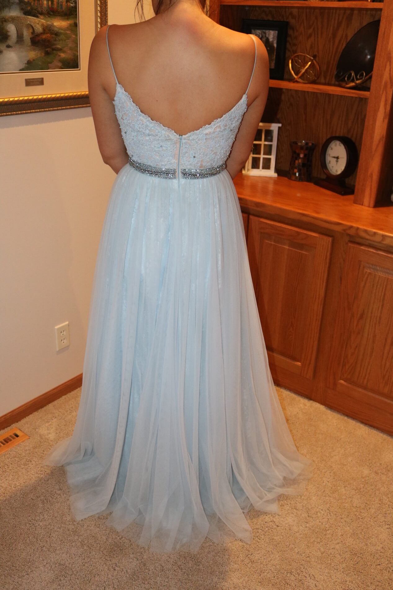 Size 8 Prom Light Blue A-line Dress on Queenly