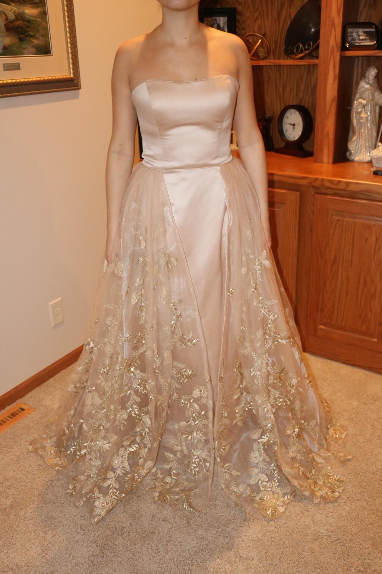 Sherri Hill Size 6 Prom Strapless Lace Nude Ball Gown on Queenly