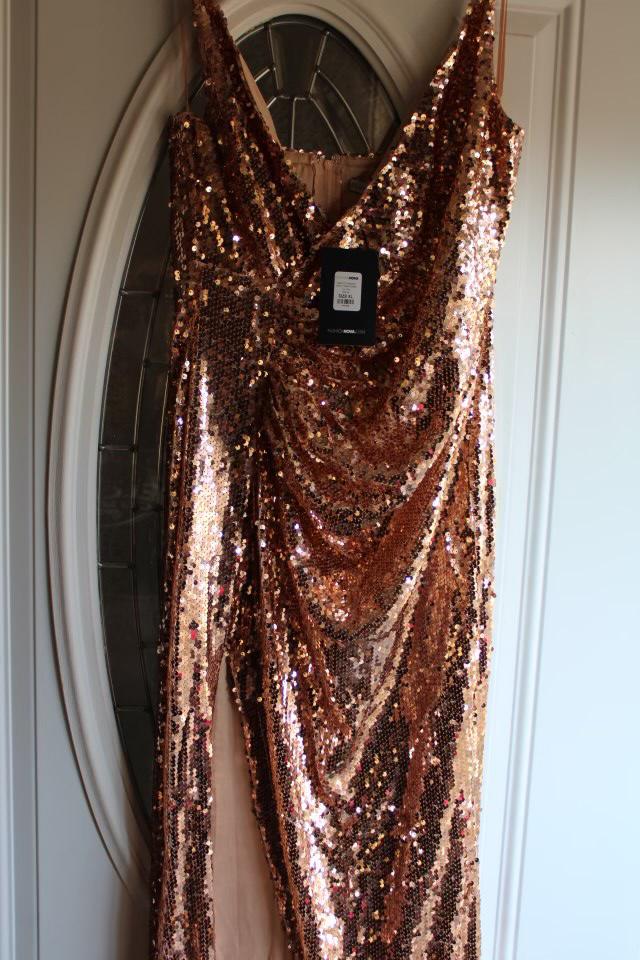 Gold Size 12 Side slit Dress on Queenly