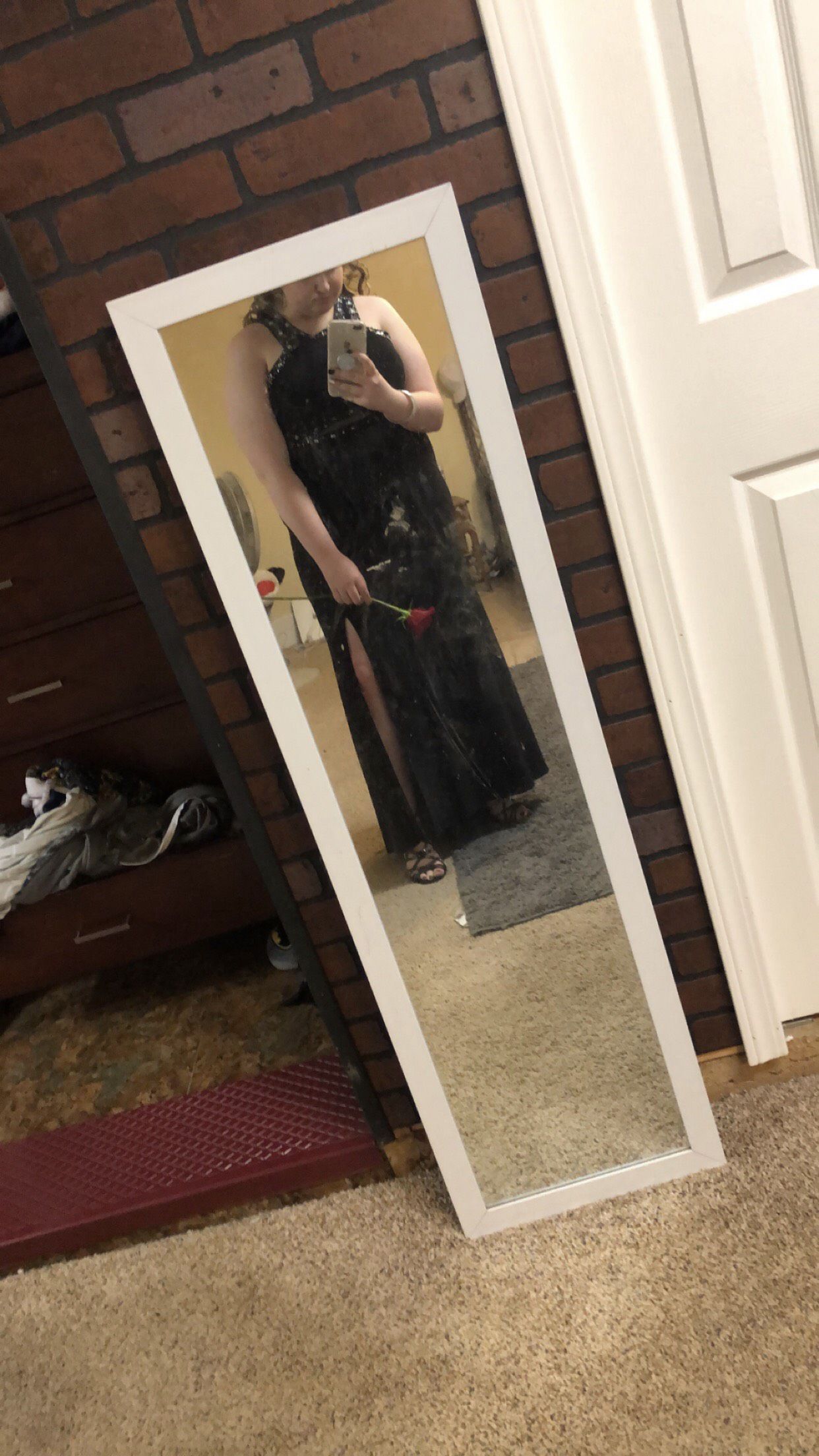 Size 12 Prom Sheer Black Side Slit Dress on Queenly