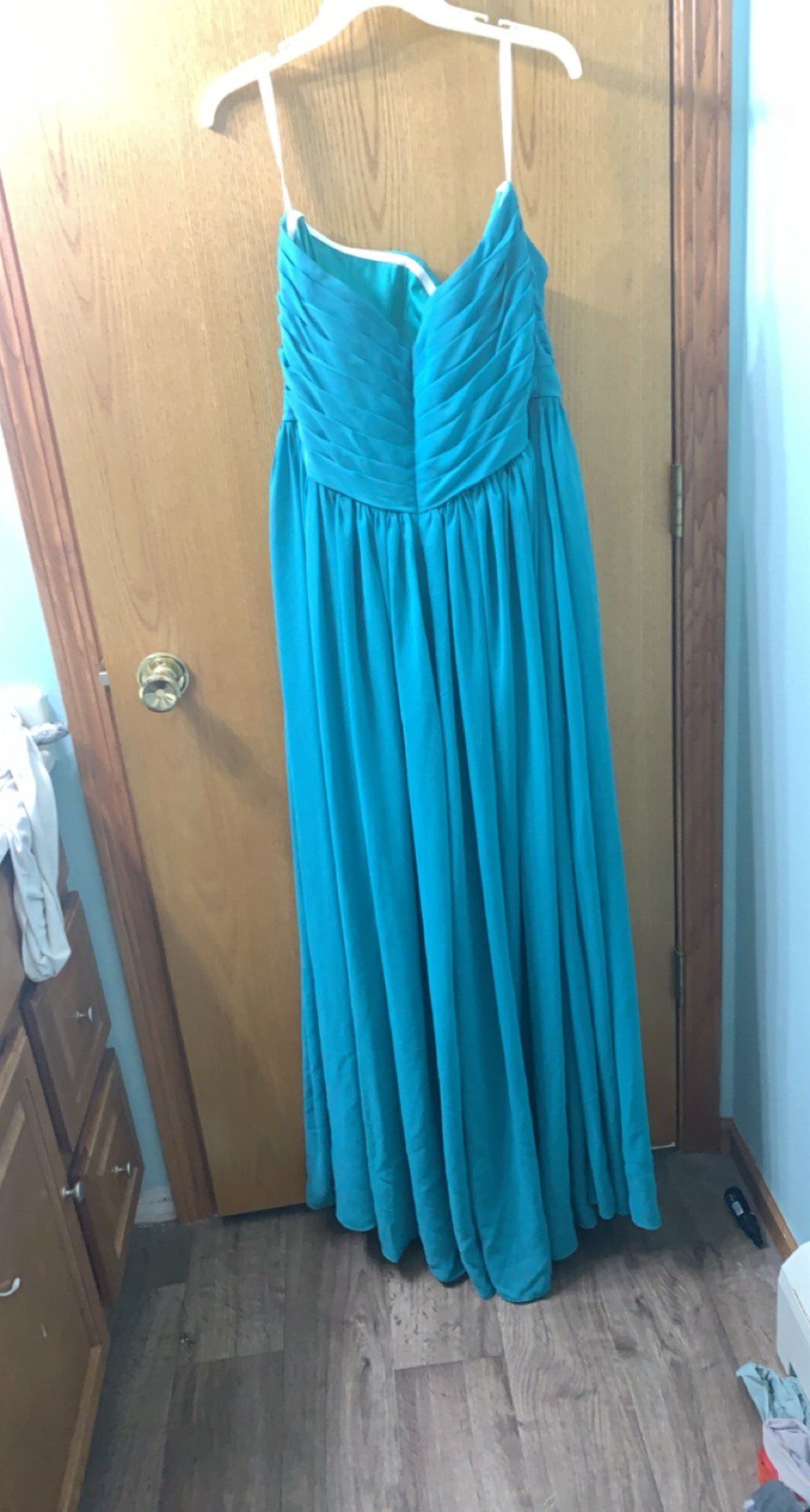 Plus Size 16 Bridesmaid Blue Ball Gown on Queenly