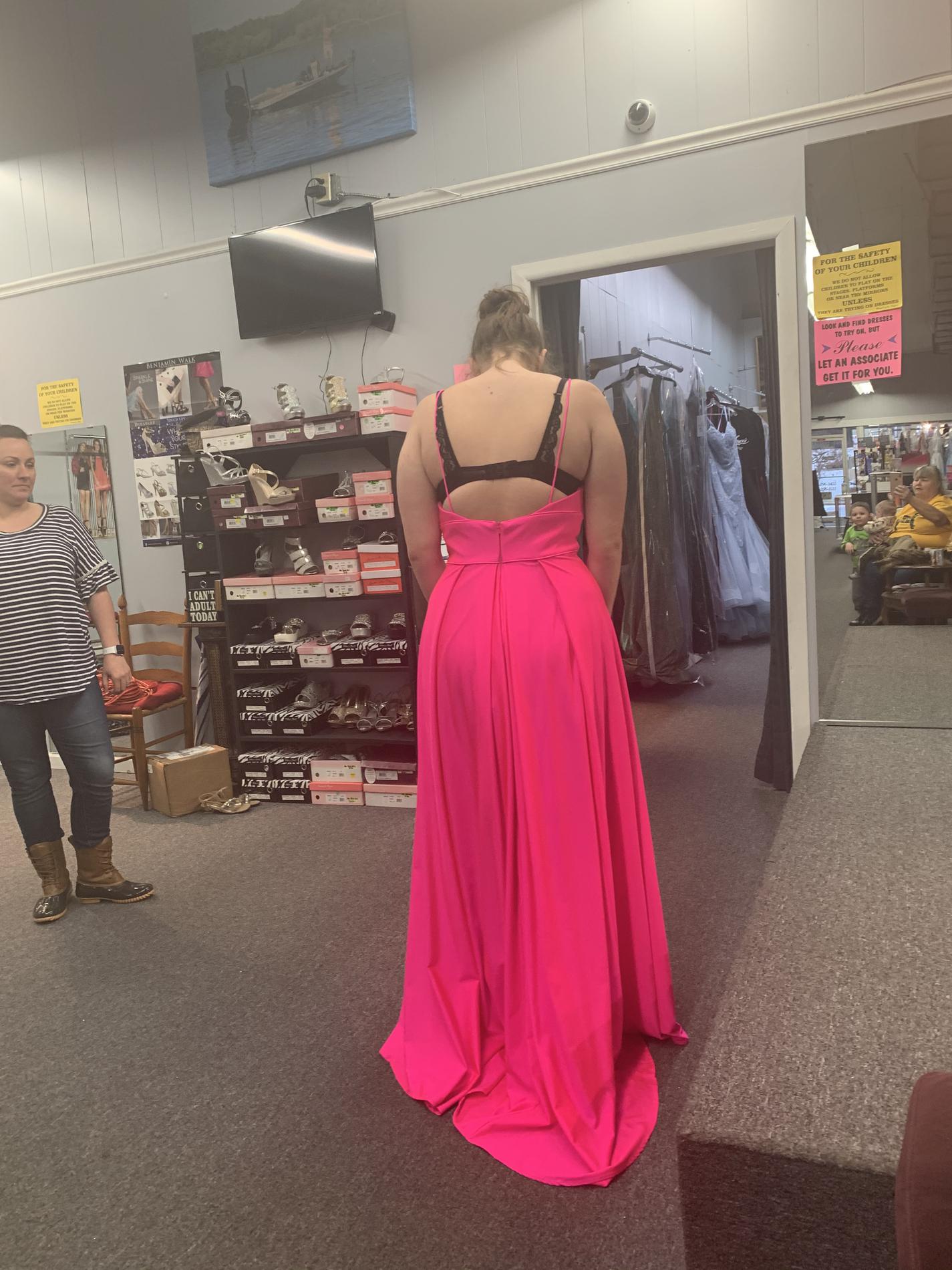 Size 12 Prom Hot Pink Floor Length Maxi on Queenly