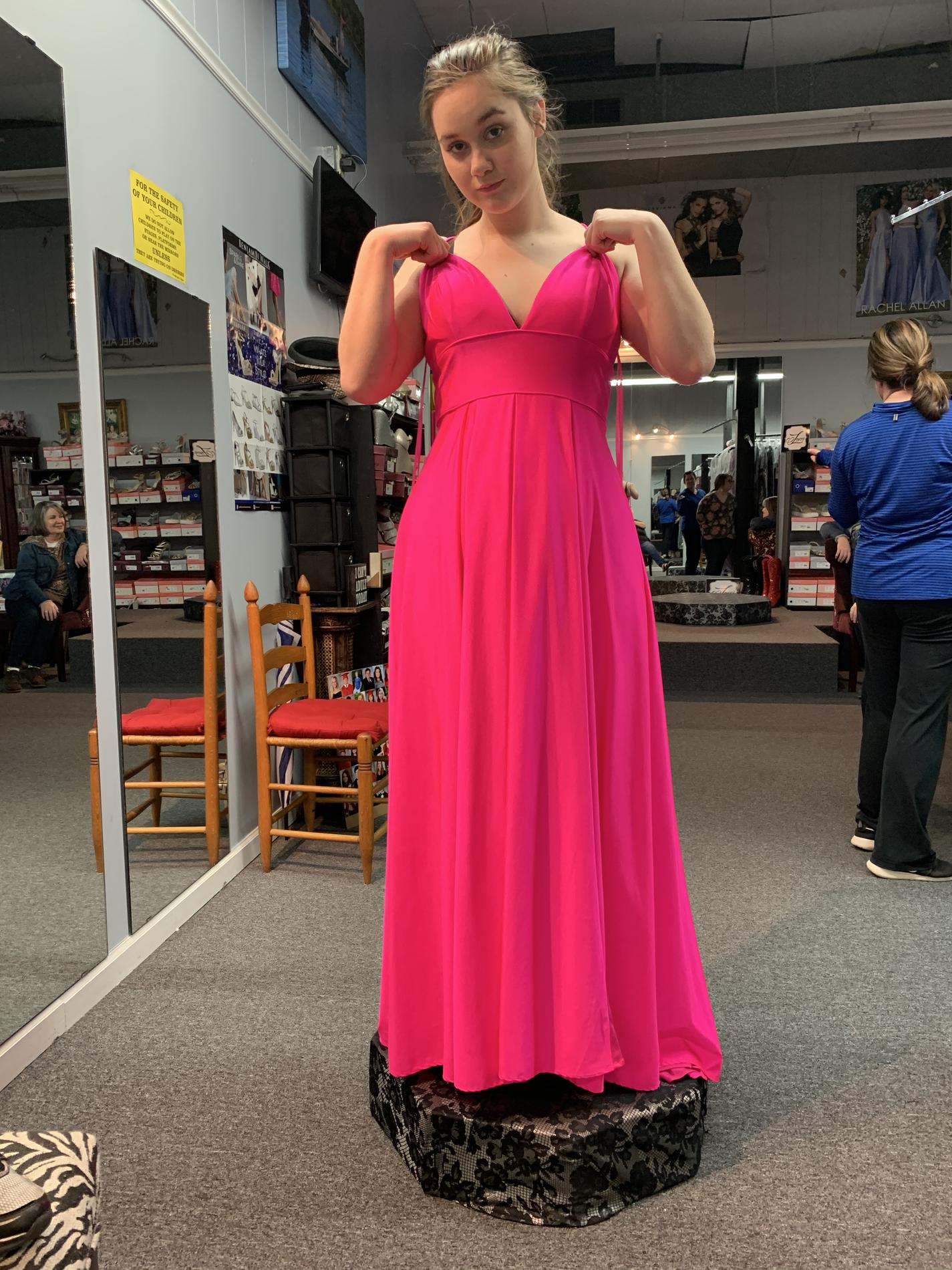 Size 12 Prom Hot Pink Floor Length Maxi on Queenly