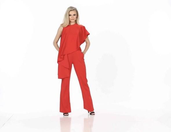 Size 4 Pageant Red Formal Jumpsuit on Queenly