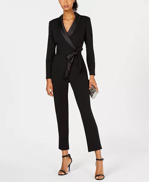 Adrianna Papell Size 6 Black Formal Jumpsuit on Queenly