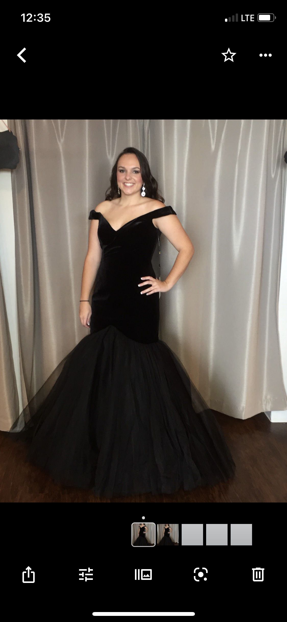 Sherri Hill Size 8 Prom Off The Shoulder Velvet Black Mermaid Dress on Queenly