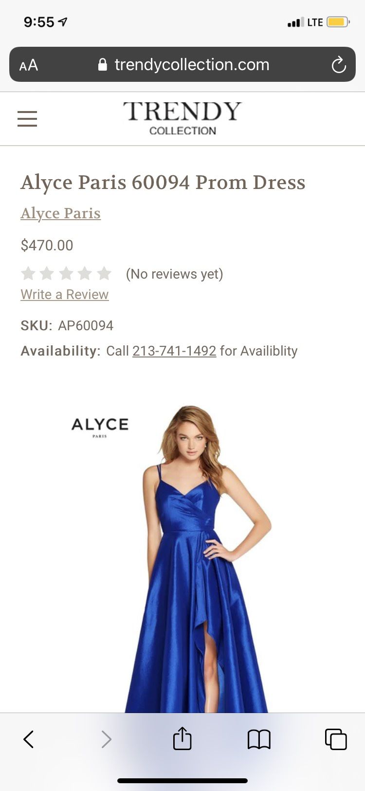 Alyce Paris Size 4 Prom Royal Blue Side Slit Dress on Queenly