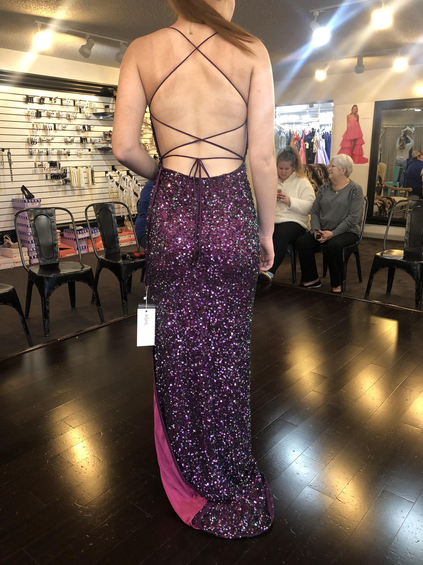 Ashley Lauren Size 6 Prom Purple Side Slit Dress on Queenly