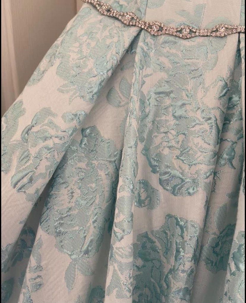 Lucci Lu Size 2 Prom Floral Light Blue Ball Gown on Queenly