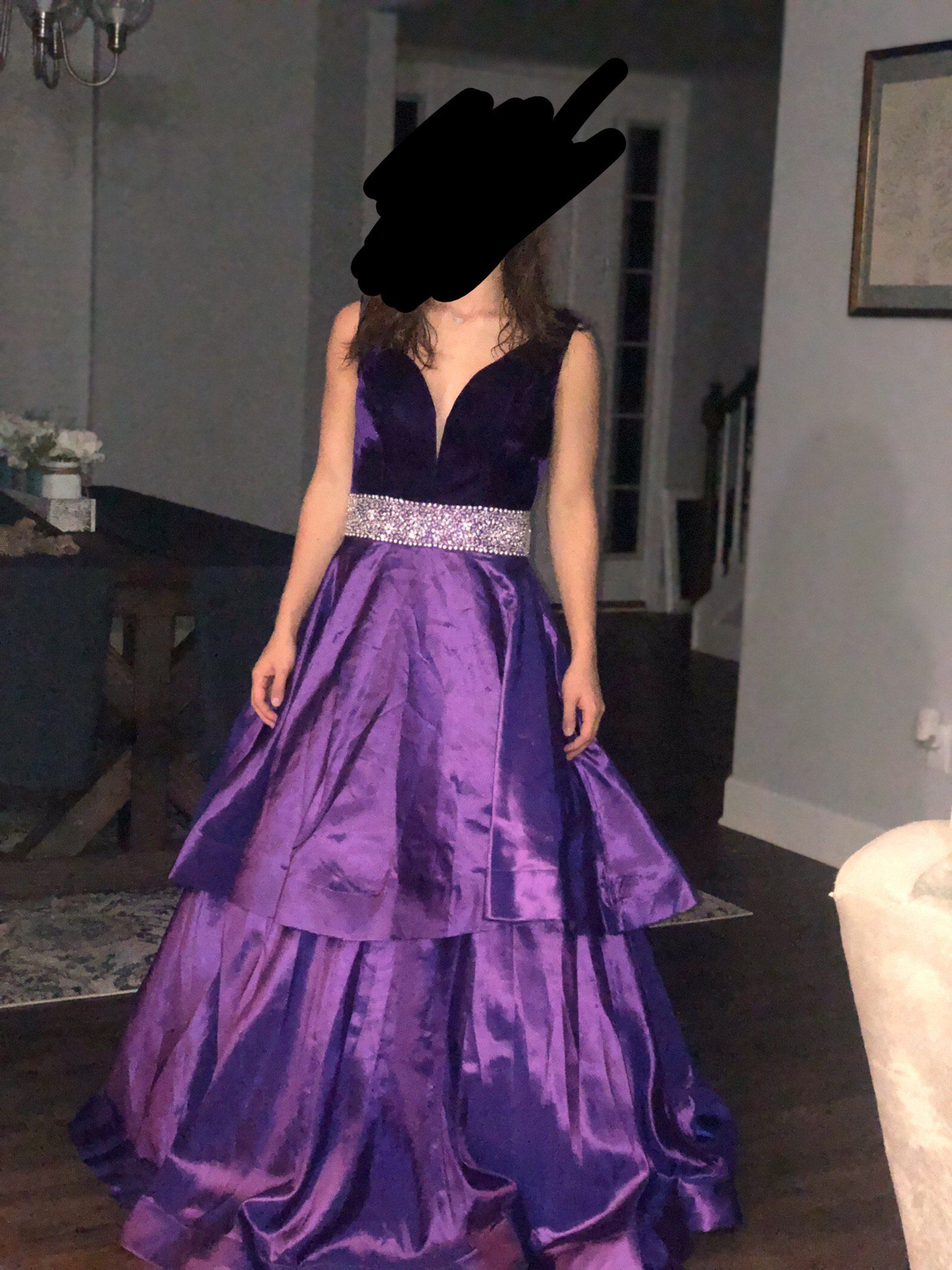 Size 0 Prom Velvet Purple Ball Gown on Queenly