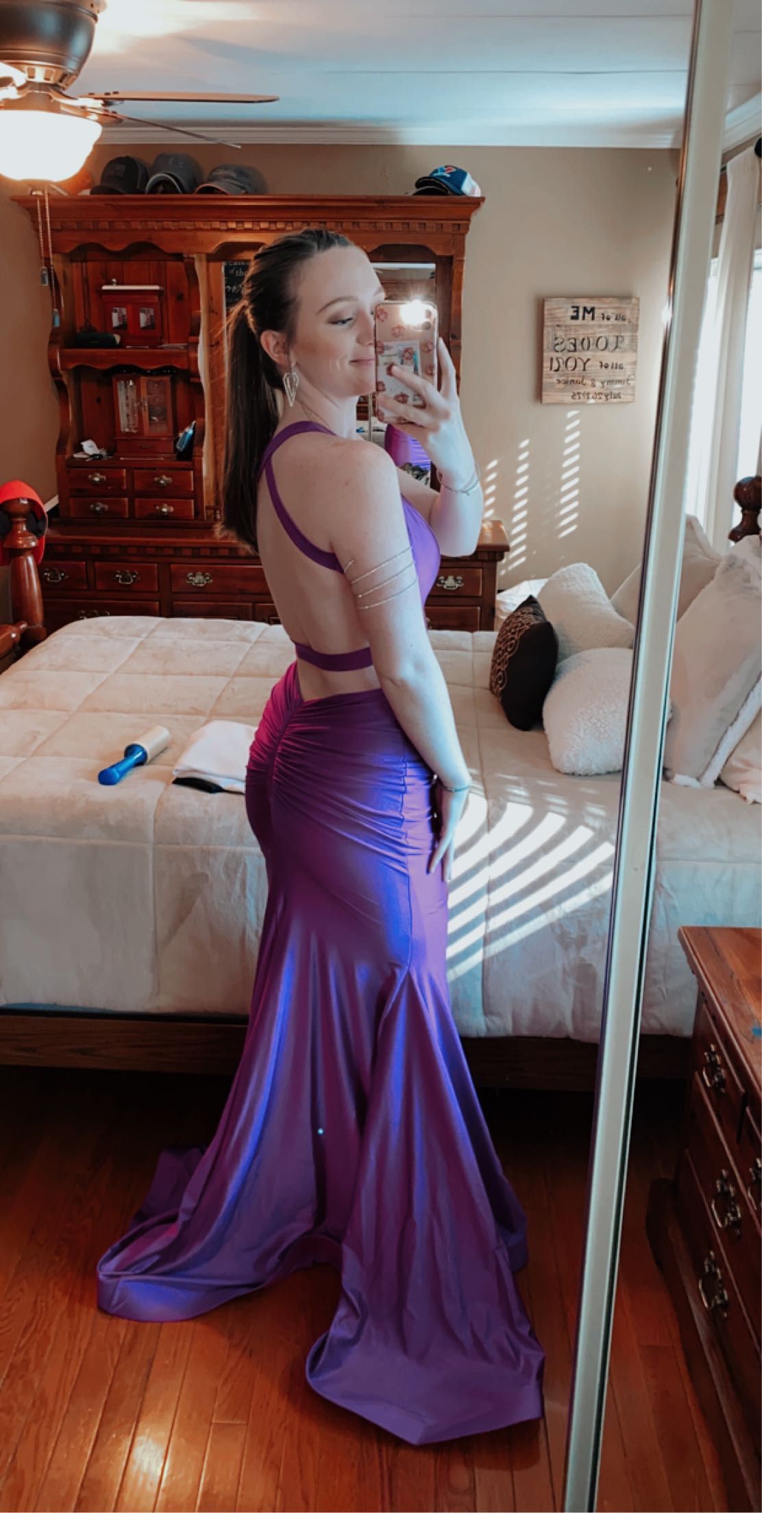 Size 00 Prom Plunge Purple Mermaid Dress on Queenly