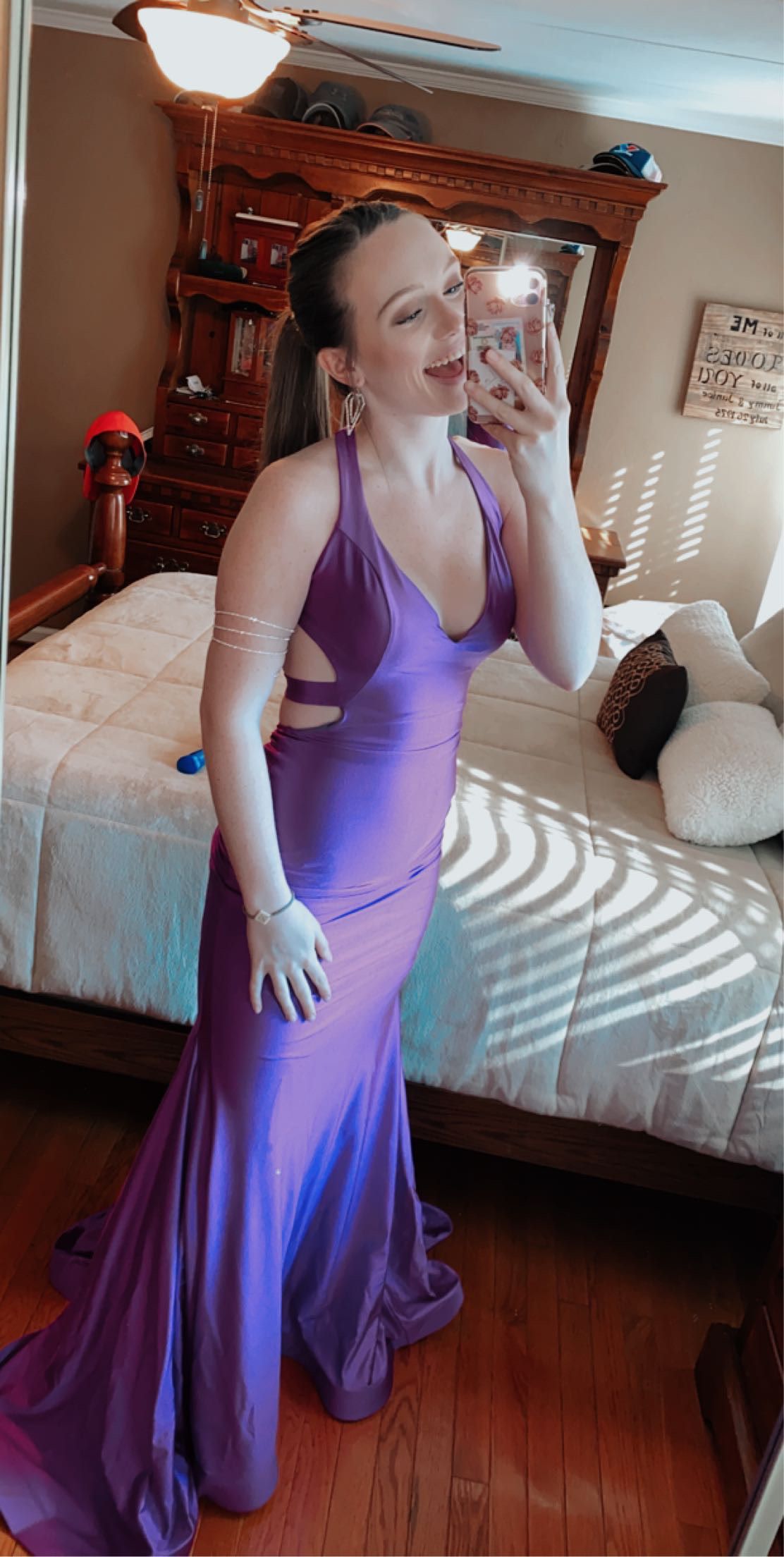 Size 00 Prom Plunge Purple Mermaid Dress on Queenly