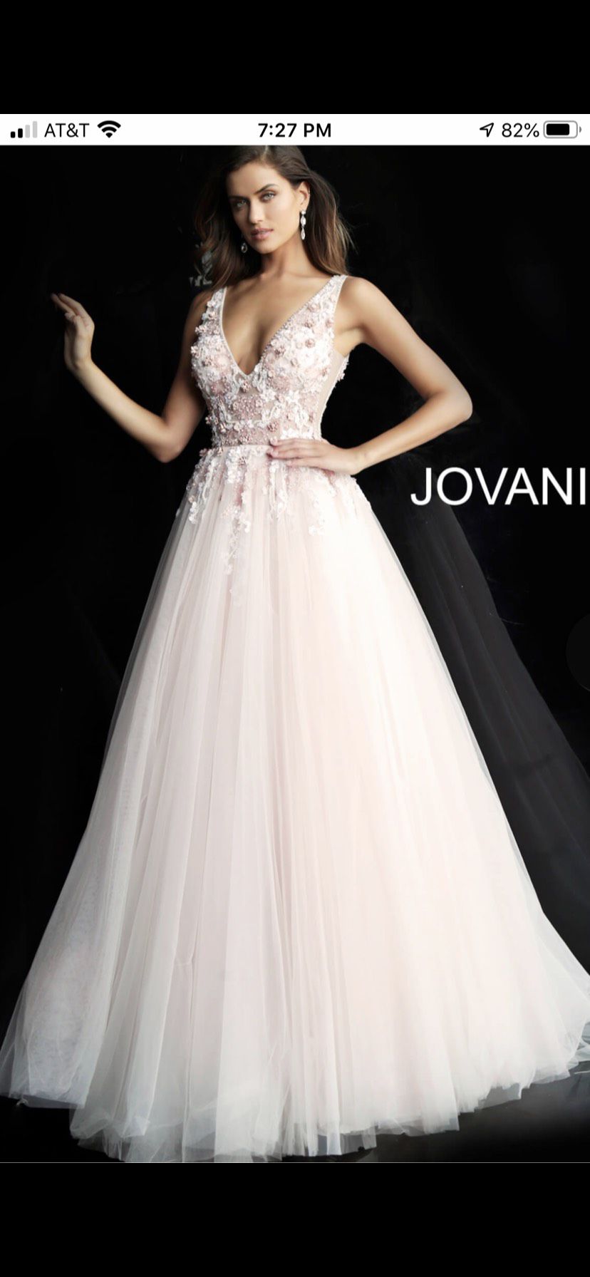 Jovani Size 2 Prom Plunge Floral Light Pink Ball Gown on Queenly