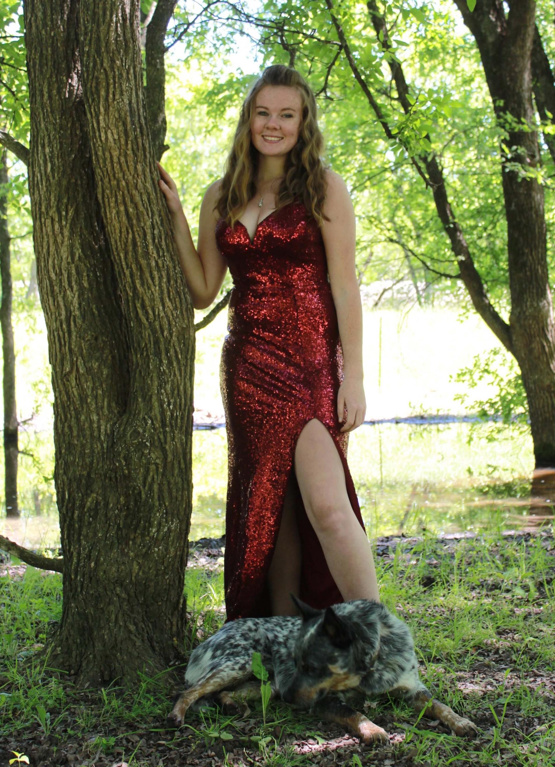 Size 8 Prom Red Side Slit Dress on Queenly