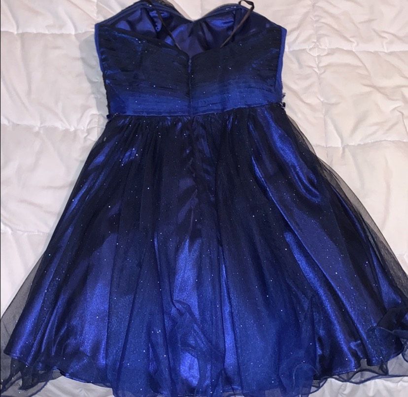 B. Darlin Size 4 Homecoming Strapless Navy Blue A-line Dress on Queenly