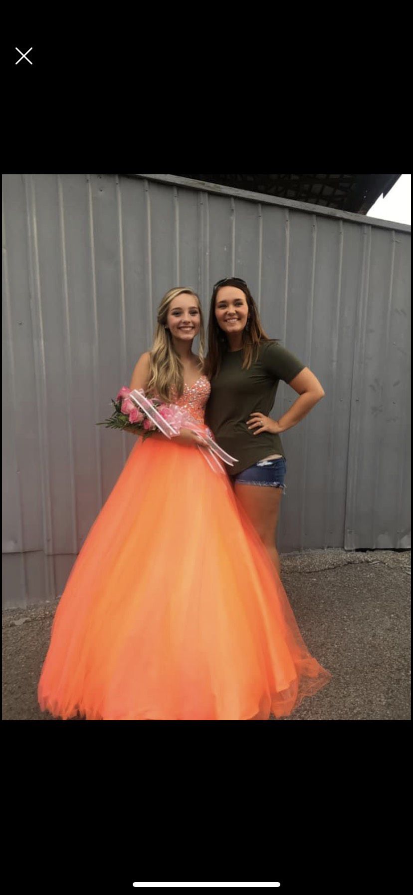 Size 2 Prom Strapless Sequined Coral Ball Gown on Queenly