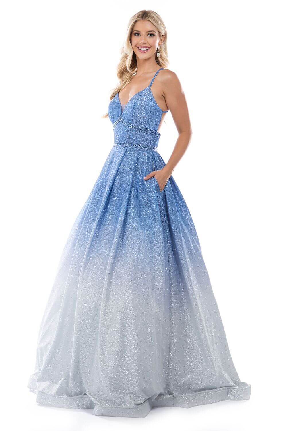 Style 1480 Nina Canacci Plus Size 16 Prom Light Blue Ball Gown on Queenly