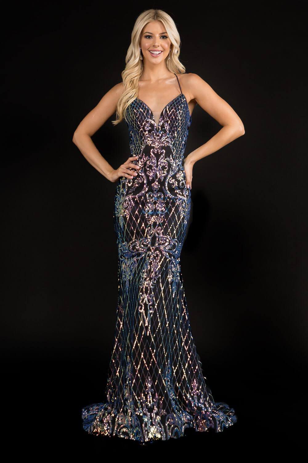 Style 1517 Nina Canacci Size 6 Prom Multicolor Mermaid Dress on Queenly