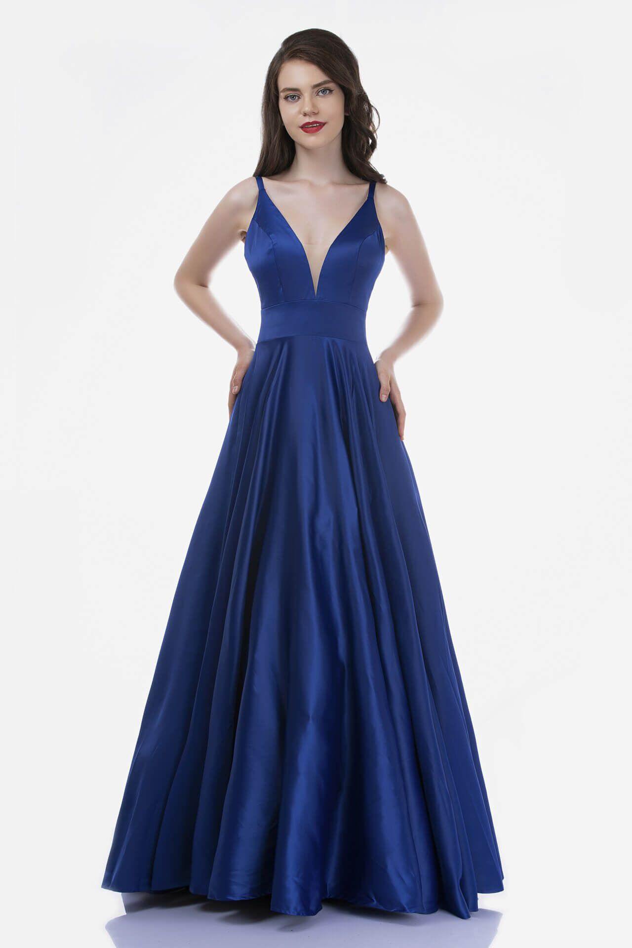 Style 6544 Nina Canacci Size 2 Prom Plunge Navy Blue A-line Dress on Queenly
