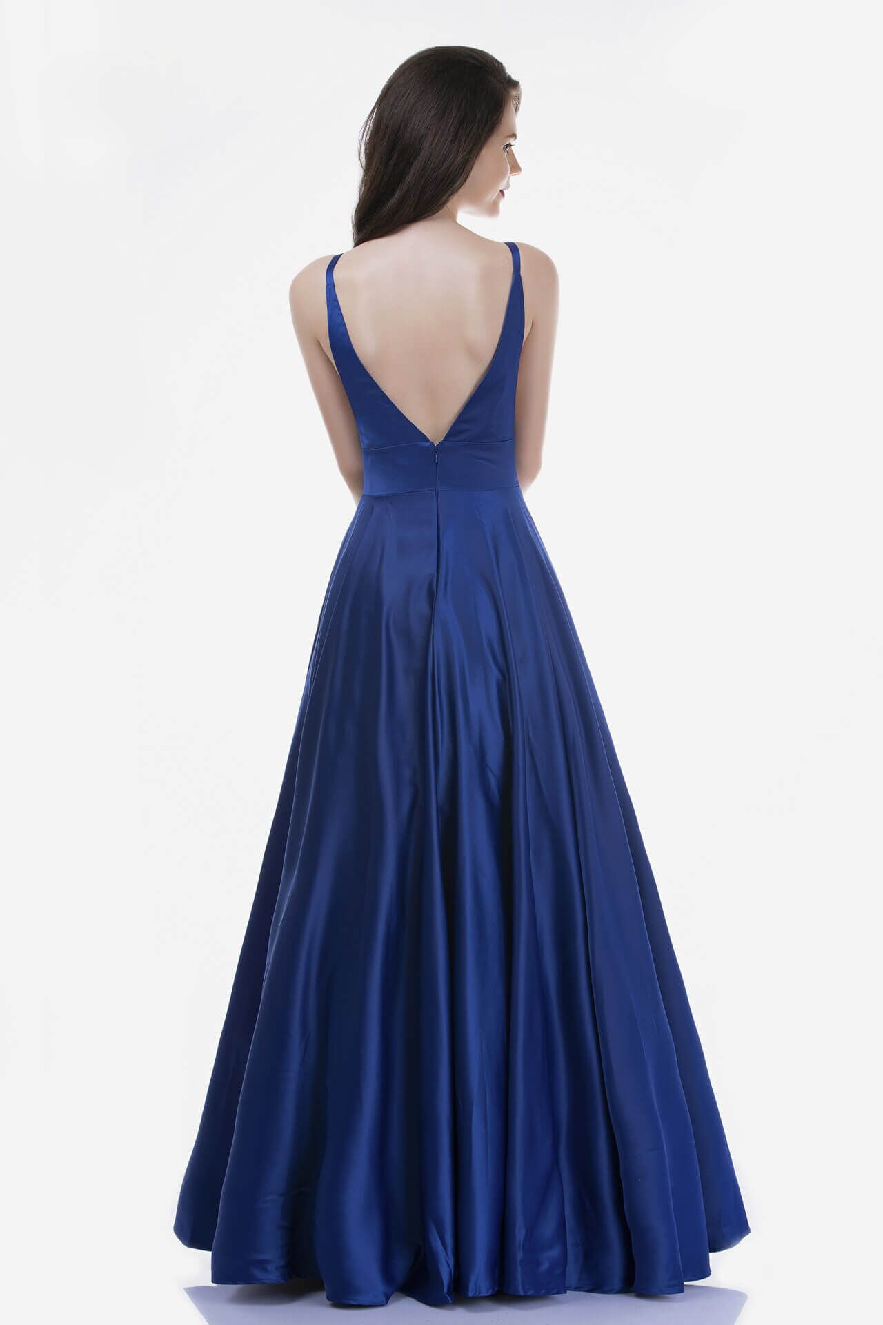 Style 6544 Nina Canacci Size 4 Prom Plunge Navy Blue A-line Dress on Queenly