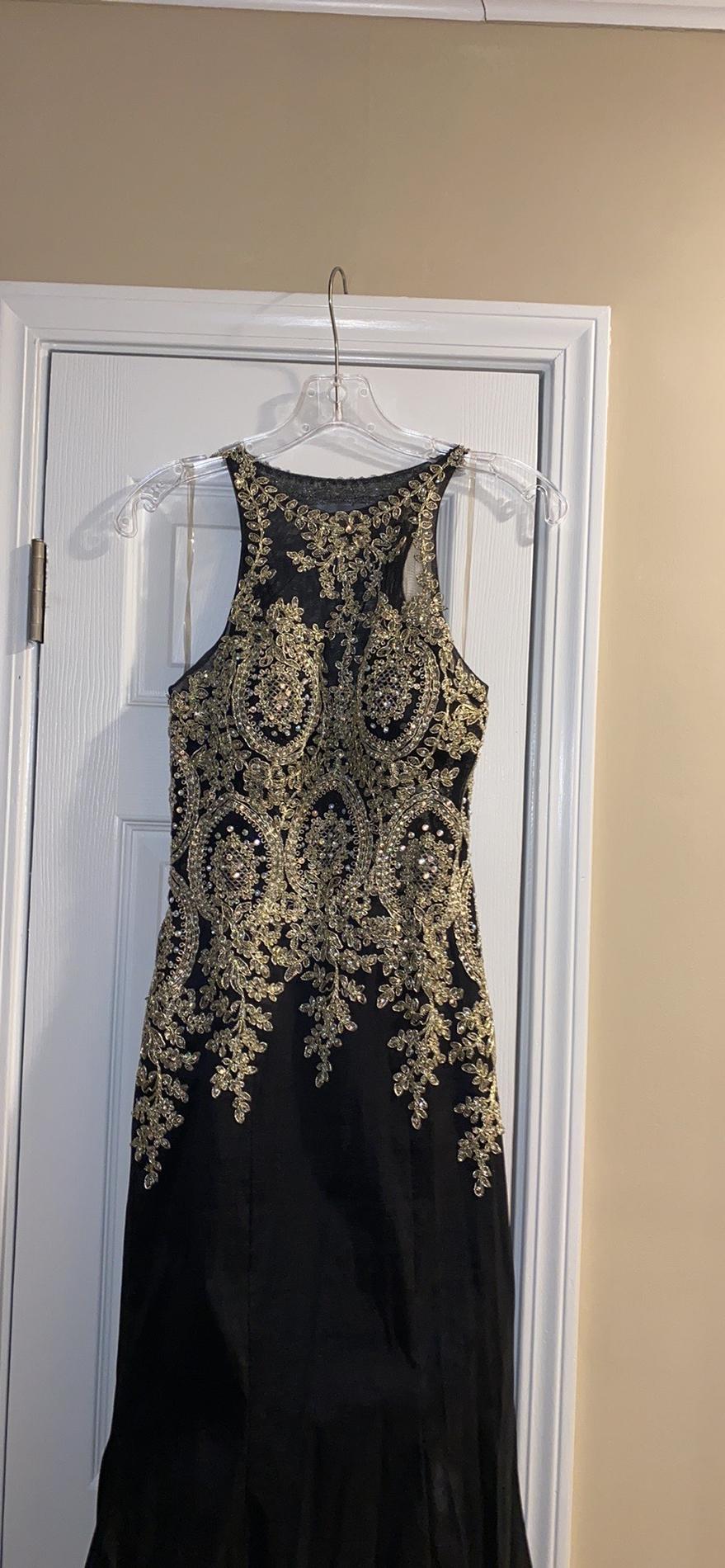 MoriLee Size 6 Prom High Neck Lace Black Mermaid Dress on Queenly