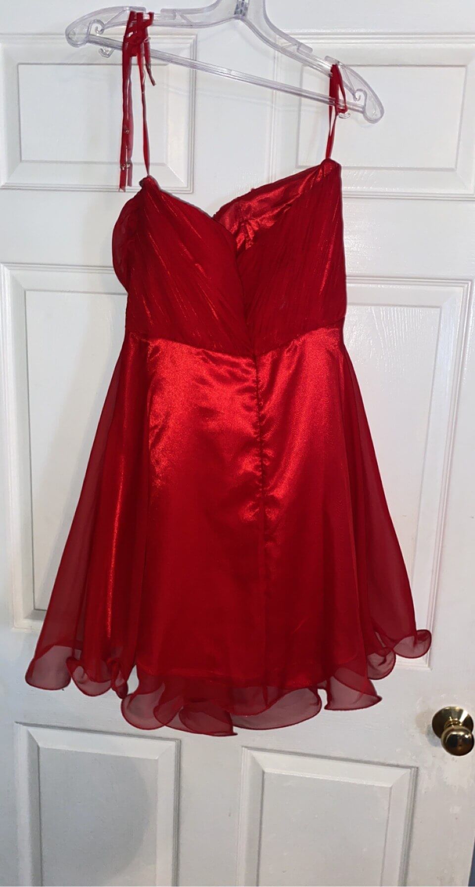 Size 10 Homecoming Satin Red A-line Dress on Queenly
