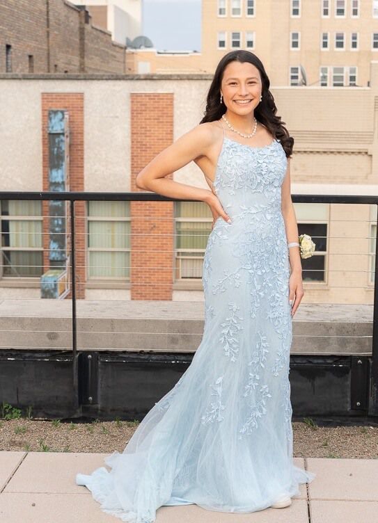 Sherri Hill Light Blue Size 4 Backless Prom A-line Dress on Queenly